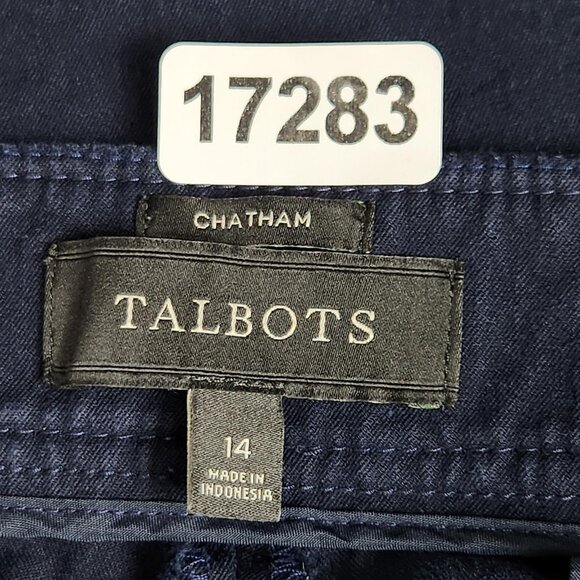 Talbots Pants Womens 14 Navy Blue Chatham Stretch Side Zip Straight Leg Hi Rise - Picture 11 of 12